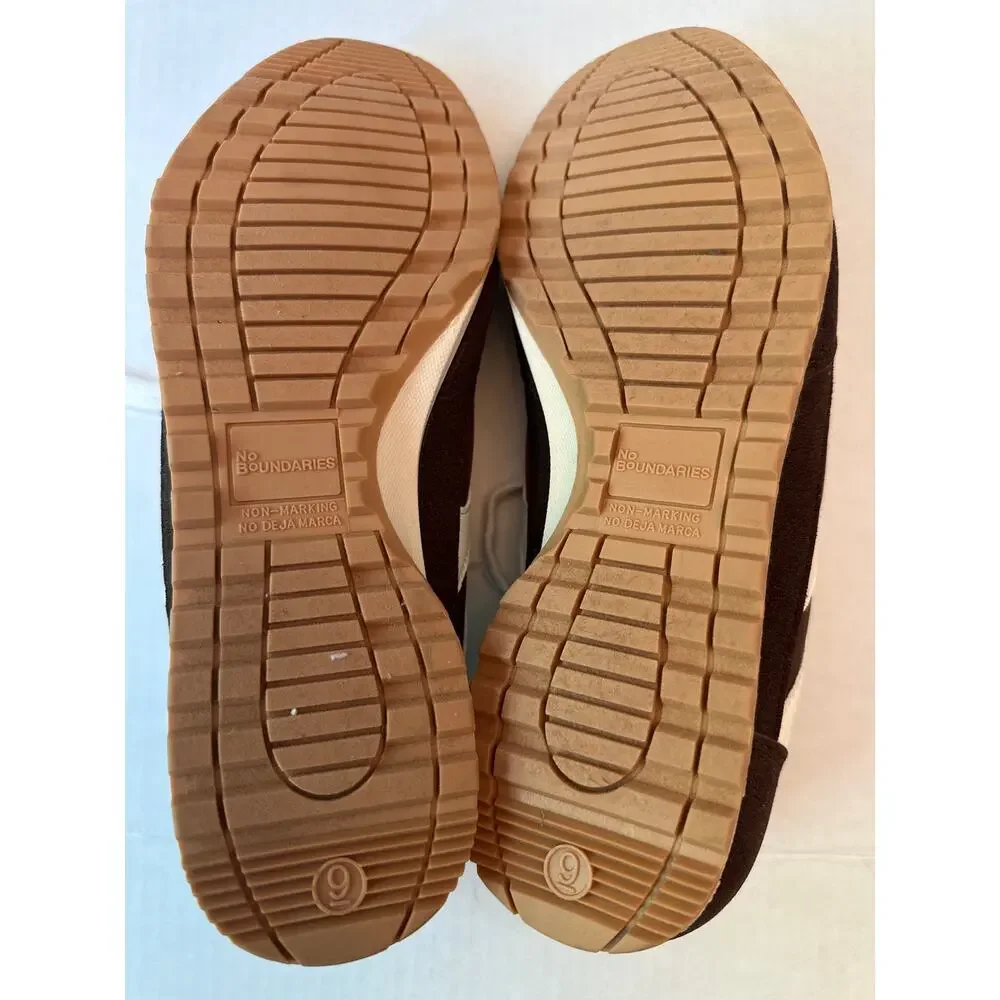 No Boundaries Retro Sneakers Women 9 Brown White Suede Look Y2K Terrace